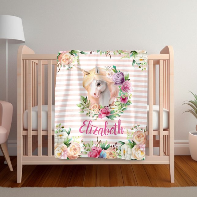 Blumen-Einhorn-Mädchen-Decke Fleecedecke (Von Creator hochgeladen)