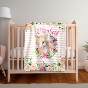 Blumen-Einhorn-Mädchen-Decke Fleecedecke