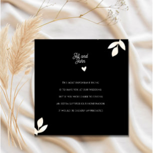 Blumen-Einlegerkarte Elegant Schwarz und Creme Begleitkarte