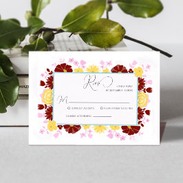 Blumen einzigartige elegante farbenfrohe Hochzeit RSVP Karte