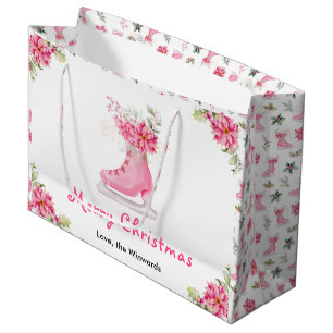 Blumen-Eislaufschuh Pink Frohe Weihnachten Große Geschenktüte