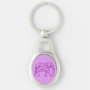 Blumen-Elefant - Amethystpurpur Schlüsselanhänger