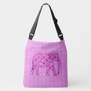Blumen-Elefant - Orchidee und Magenta Tragetaschen Mit Langen Trägern