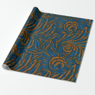Blumen Elegance Blau & Gold, Kunst & Handwerk Desi Geschenkpapier