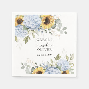 Blumen Elegant Blue Hydrangea Sonnenblumen Hochzei Serviette