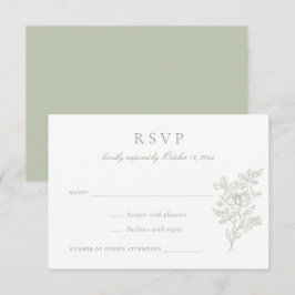 Blumen Elegant Sage Green Wedding RSVP Einladung