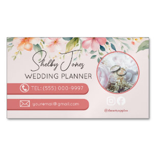Blumen Elegante Hochzeitsplaner Kleinunternehmen Magnetische Visitenkarte