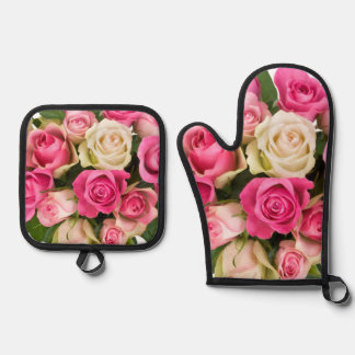 Blumen Eleganz – Süße Blume Ofenhandschuh & Topflappen-Set