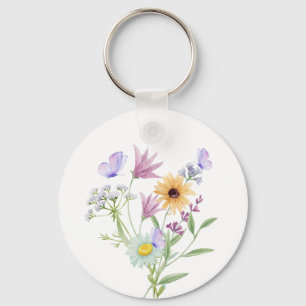 Blumen-Eleganz-T-Shirt – Sanfte Pastellblüten  Schlüsselanhänger