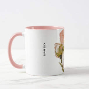 Blumen Espresso-Kaffeetasse – Weiß & Rosa Zweifarb Tasse