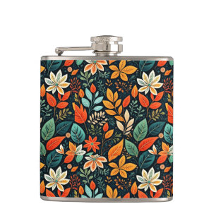 Blumen Exotische Blumen Muster Flachmann