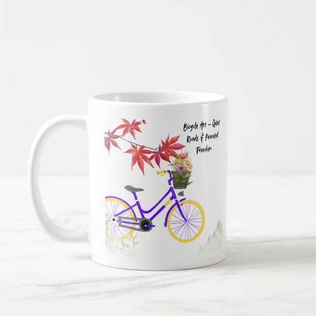 Blumen-Fahrrad-Motivationsdesign Kaffeetasse (Links)