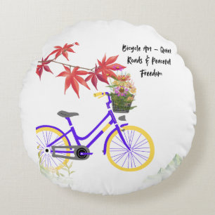 Blumen-Fahrrad-Motivationsdesign Rundes Kissen