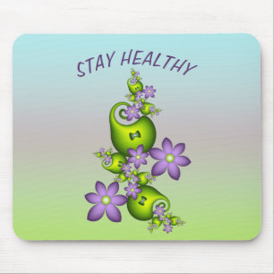 Blumen-Fantasie Flieder-Blumen Grüne Formen Frakta Mousepad