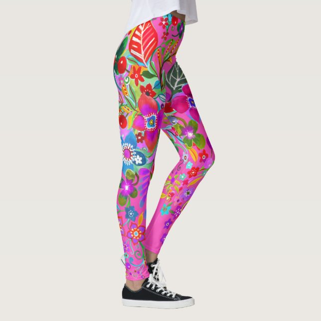 Blumen Fantasy Hot Pink Leggings (Rechts)