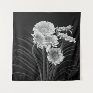 Blumen-Fine-Art-Stillleben detailliertes monochrom Wandteppich