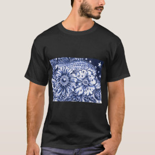 Blumen, Fische und Sterne um Mitternacht Zeichnung T-Shirt