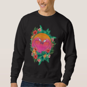 Blumen Flamingo Herz Tropischer Vogel Floral Sonne Sweatshirt