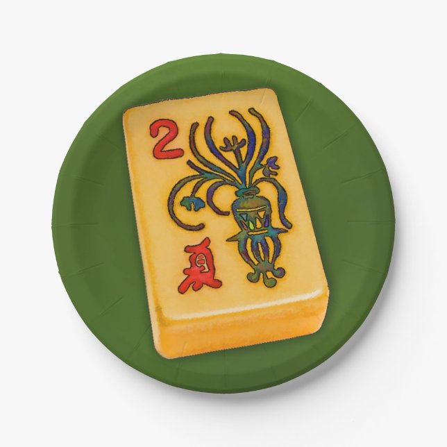 Blumen-Fliese Milliamperestunde Jongg Pappteller (Vorderseite)