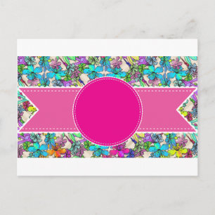 Blumen florale Ranken farbenfroh chic elegant Brau Postkarte