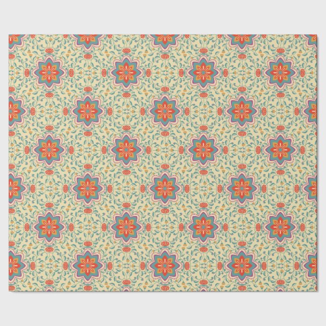 Blumen-Folk-Muster-Geschenkpapier Geschenkpapier (Saum)