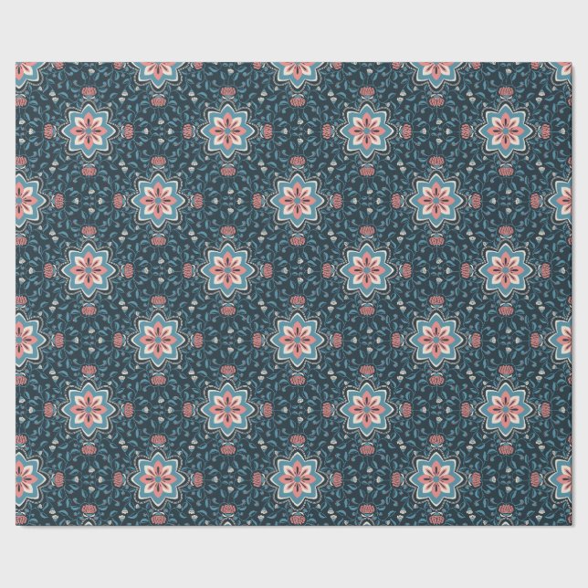 Blumen-Folk-Muster-Geschenkpapier Geschenkpapier (Saum)