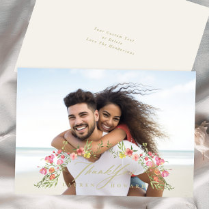 Blumen-Foto-Hochzeit Dankeskarte