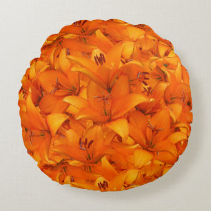 Blumen-Foto-orange Garten-Lilien Rundes Kissen