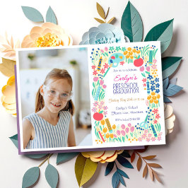Blumen-Foto-Vorschul-Abschluss-Einladung Einladung