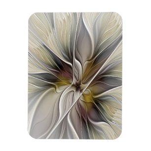 Blumen-Fraktal, Fantasie-Blume mit Erdtönen Magnet