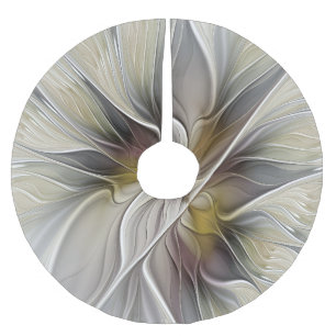 Blumen-Fraktal, Fantasie-Blume mit Erdtönen Polyester Weihnachtsbaumdecke
