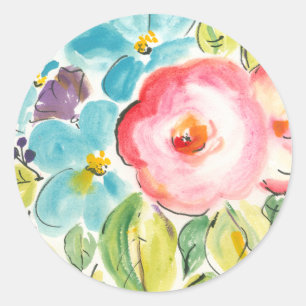 Blumen-Freude II Runder Aufkleber