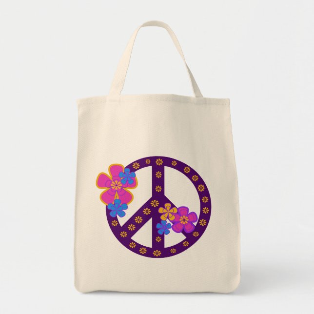 Blumen-Friedenssymbol-T - Shirts und Geschenke Tragetasche (Vorne)