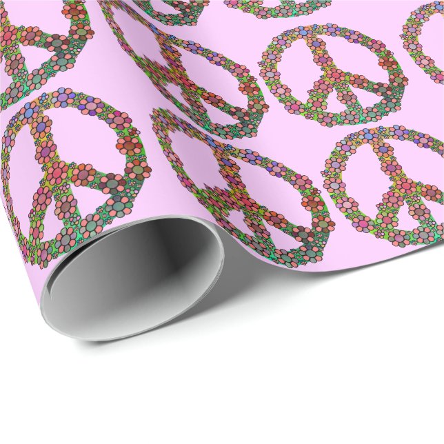 Blumen-Friedenszeichen-Symbol Geschenkpapier (Rolleneckpunkt)