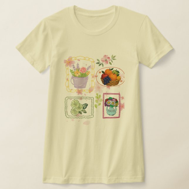 Blumen-Frucht-Illustration T-Shirt |  (Ablage )