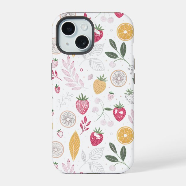 „Blumen-Frucht-Muster iPhone / iPad-Hülle“ 15 Hülle (Rückseite)