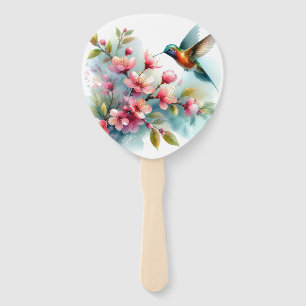 Blumen-/Frühlings-Kolibri-Kunstwerk Fächer