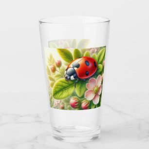 Blumen-/Frühlings-Marienkäfer-Kunstwerk Glas