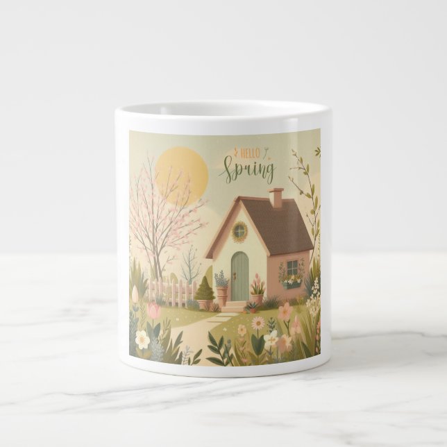 Blumen-/Frühlingshütte Jumbo-Tasse (Vorderseite)