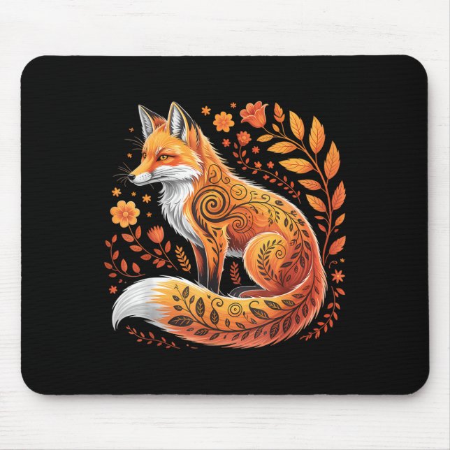 Blumen Fuchs Blumen Kunst Fuchs Im Herbst - Herbst Mousepad (Vorne)
