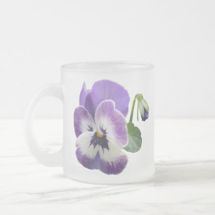 Blumen für Oma Frosted Glass Stiefmütterchen Kaffe Mattglastasse