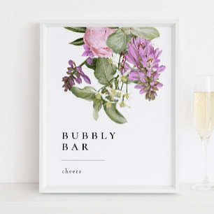 Blumen-Garten-Brautparty-Sprudel-Bar-Schild Poster