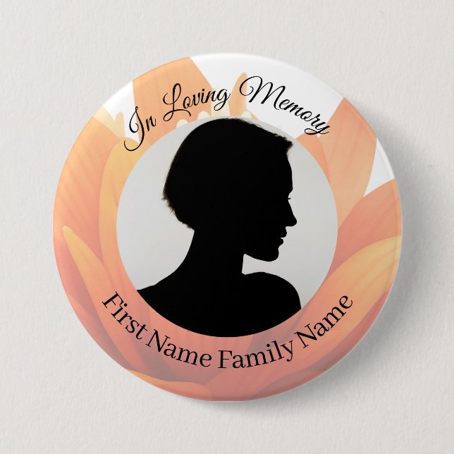 Blumen-Gedenkfoto-Button Button (Vorderseite)