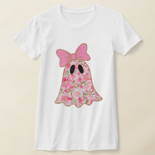 Blumen-Geister-T-Shirt – Süß Rosa & Gold Glitter T-Shirt