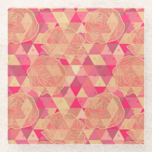 Blumen geometrisches Muster Glasuntersetzer