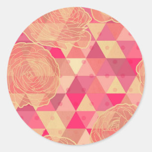 Blumen geometrisches Muster Runder Aufkleber
