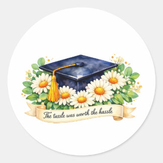 Blumen-Geschenk zum Studienabschluss Süße Wasserfa Runder Aufkleber