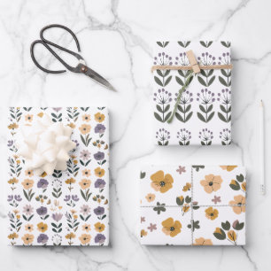 Blumen Geschenkpapier Set