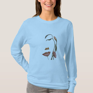 Blumen-Gesichts-Damen-langes Hülsen-Shirt T-Shirt