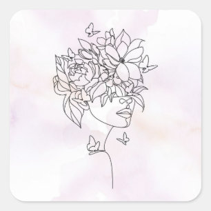 Blumen-Gesichtsaufkleber Quadratischer Aufkleber